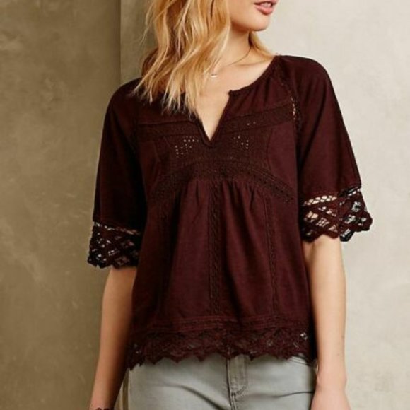 ANTHROPOLOGIE Akemi Kin Lace Trim Peasant Blouse - Picture 8 of 8
